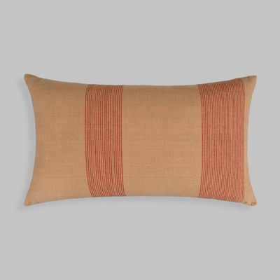 Fabric cushions - Modern Simplicity: Brown Cotton Pin-Striped Lumbar Cushion - NAKI+SSAM