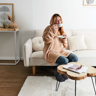 Throw blankets - COZY TIME PLAID SWEATSHIRT - LA CHAISE LONGUE DIFFUSION/LE STUDIO