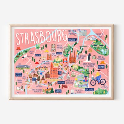 Poster - Affiche ville Strasbourg - LAVILLETLESNUAGES