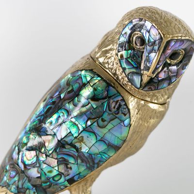 Decorative objects - Owl box made of mother-of-pearl & recycled brass - WILD BY MOSAIC