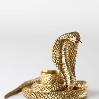 Objets de décoration - Cobra candle holder in recycled brass & natural mother-of-pearl - WILD BY MOSAIC