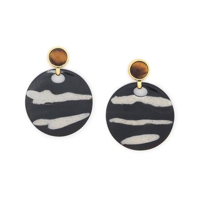 Bijoux - Boucles d'oreilles poussoir gitanes rondes - Zebra - NATURE BIJOUX