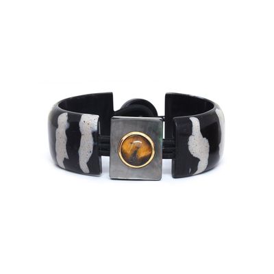 Bijoux - Articulated bracelet with button lock - Zebra - NATURE BIJOUX