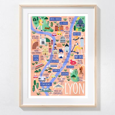 Poster - Lyon city poster - LAVILLETLESNUAGES