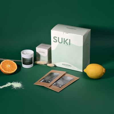 Bougies - BOUGIE PARFUMÉE 100% VÉGÉTALE - 75 G - YUZU SORBET - AISHITERU