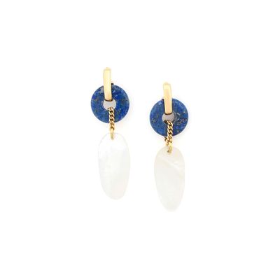 Bijoux - Boucles d'oreilles poussoir anneau lapis - Cobalt - NATURE BIJOUX