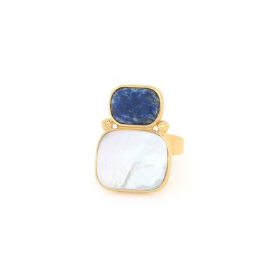Jewelry - Duo ring lapis and white MOP - Cobalt - NATURE BIJOUX