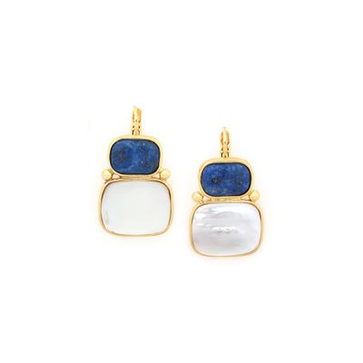 Jewelry - French hook earrings with Lapis and white MOP - Cobalt - NATURE BIJOUX