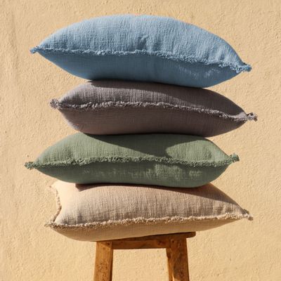 Fabric cushions - LAGOM Solid 20 inch vintage washed textured cotton cushion - NAKI+SSAM