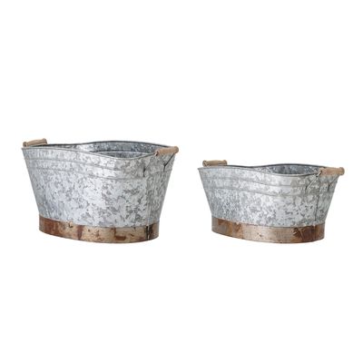 Pots de fleurs - Cimon Seau, Gris, Fer galvanisé Set of 2 - BLOOMINGVILLE MULTIBRAND HOUSE