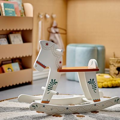Jouets enfants - Ruddy Jouet à Bascule, Cheval, Blanc, MDF  - BLOOMINGVILLE MINI