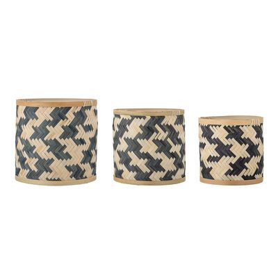 Shopping baskets - Estell Basket, Black, Bamboo Set of 3 - BLOOMINGVILLE MULTIBRAND HOUSE