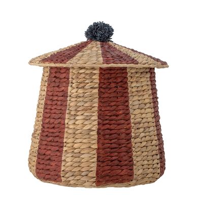 Shopping baskets - Birsen Basket w/Lid, Red, Water Hyacinth - BLOOMINGVILLE MINI