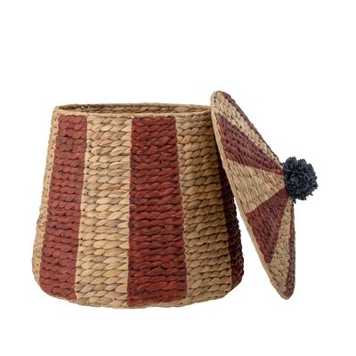 Shopping baskets - Birsen Basket w/Lid, Red, Water Hyacinth  - BLOOMINGVILLE MINI