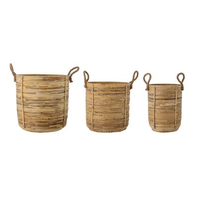 Paniers - Tesser Panier, Nature, Rotin Set of 3 - BLOOMINGVILLE MULTIBRAND HOUSE