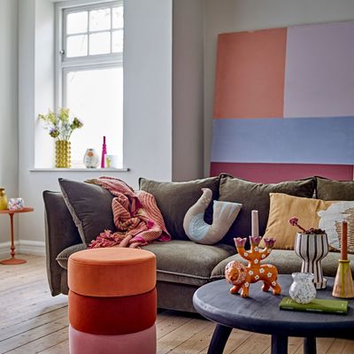 Poufs - Bilbao Pouf, Orange, Polyester  - BLOOMINGVILLE MULTIBRAND HOUSE