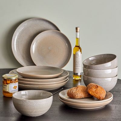 Assiettes au quotidien - Taupe Ensemble de Vaiselle, Gris, Grès Set of 4x3 Items - BLOOMINGVILLE MULTIBRAND HOUSE