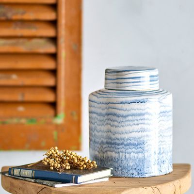 Food storage - Mahina Jar w/Lid, Blue, Stoneware  - CREATIVE COLLECTION