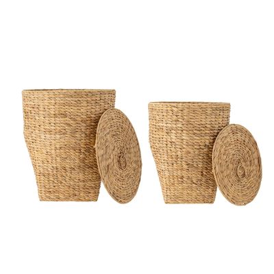 Shopping baskets - Kaise Laundry Basket, Nature, Water Hyacinth Set of 2 - CREATIVE COLLECTION