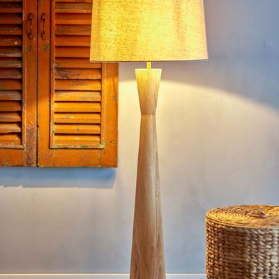 Floor lamps - Leonor Floor Lamp, Nature, Rubberwood  - CREATIVE COLLECTION