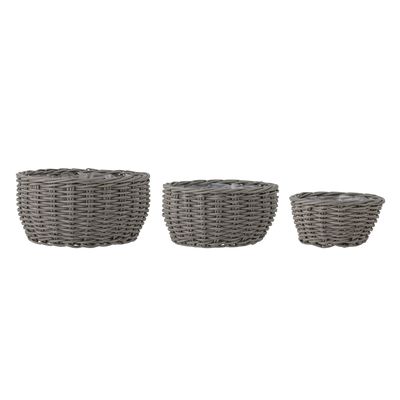 Pots de fleurs - Fioria Pot de fleurs, Gris, Polyrattan Set of 3 - BLOOMINGVILLE