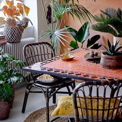 Dining Tables - Hellen Dining Table, Red, Stone  - CREATIVE COLLECTION