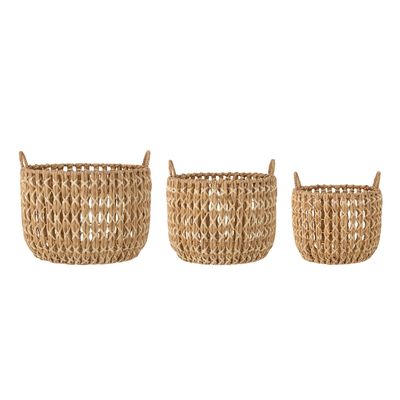 Shopping baskets - Kristel Basket, Nature, Water Hyacinth Set of 3 - BLOOMINGVILLE MULTIBRAND HOUSE