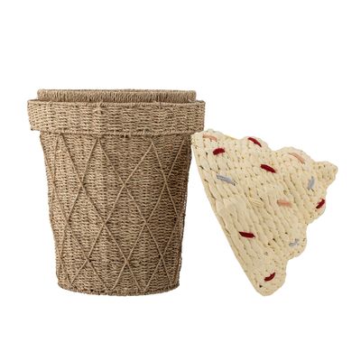 Shopping baskets - Cillie Basket w/Lid, Nature, Water Hyacinth  - BLOOMINGVILLE MINI