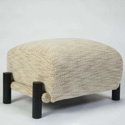 Stools - Ginga XL Footstool in Solid Sand Brushed Black Oak - DUISTT