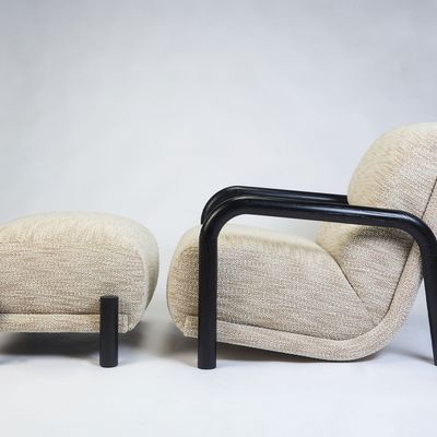 Stools - Ginga XL Footstool in Solid Sand Brushed Oak Structure - DUISTT