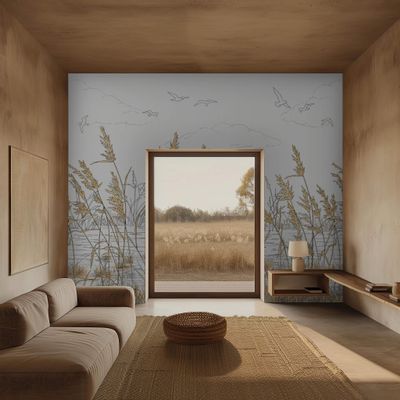 Papiers peints - Papier peint panoramique - Paysage naturel avec roseaux - Serenity - LA TOUCHE ORIGINALE