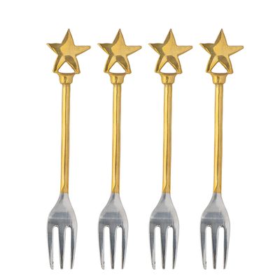 Kitchen utensils - Georgette Cutlery, Brass, Stainless Steel Set of 4 - BLOOMINGVILLE MULTIBRAND HOUSE