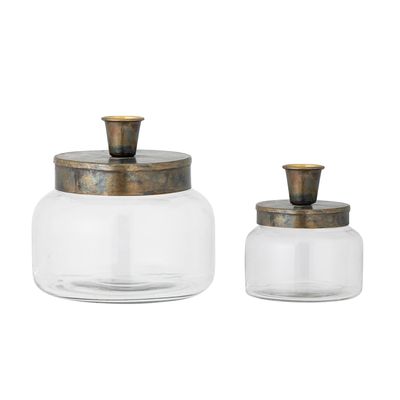 Bougeoirs et photophores - Jaquelin Bougeoir, Brass, Verre Set of 2 - BLOOMINGVILLE MULTIBRAND HOUSE