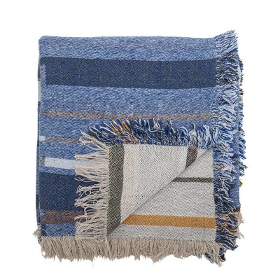 Plaids - Toscana Plaid, Blue, Coton recyclé  - BLOOMINGVILLE MULTIBRAND HOUSE