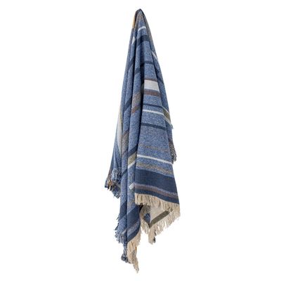 Plaids - Toscana Plaid, Blue, Coton recyclé  - BLOOMINGVILLE MULTIBRAND HOUSE