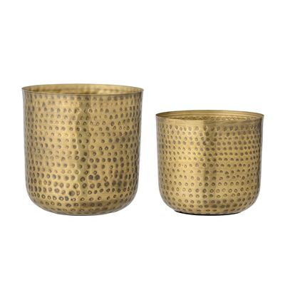 Flower pots - Bobie Flowerpot, Brass, Metal Set of 2 - BLOOMINGVILLE MULTIBRAND HOUSE