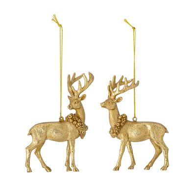 Christmas garlands and baubles - Elijah Ornament, Gold, Resin Set of 2 - BLOOMINGVILLE MULTIBRAND HOUSE