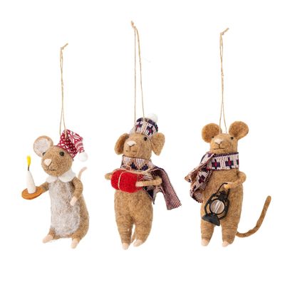 Guirlandes et boules de Noël - Peo Bibelot, Marron, Laine Set of 3 - BLOOMINGVILLE MULTIBRAND HOUSE