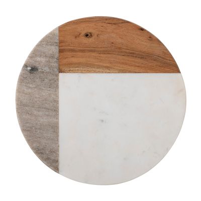 Plateaux - Olly Plateau à gâteau, Blanc, Marbre  - CREATIVE COLLECTION