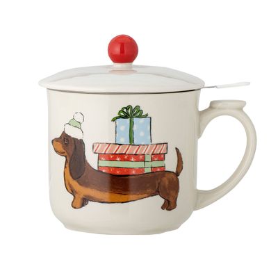 Tasses et mugs - Valentin Tasse avec couvercle et passoire à thé, Rouge, Grès - BLOOMINGVILLE MULTIBRAND HOUSE