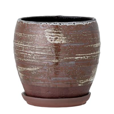 Flower pots - Calla Flowerpot w/Saucer, Brown, Stoneware - CREATIVE COLLECTION