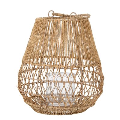 Outdoor table lamps - Ramona Lantern w/Glass, Nature, Jute - BLOOMINGVILLE MULTIBRAND HOUSE
