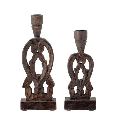 Bougeoirs et photophores - Bernie Bougeoir, Marron, Mango Set of 2 - CREATIVE COLLECTION