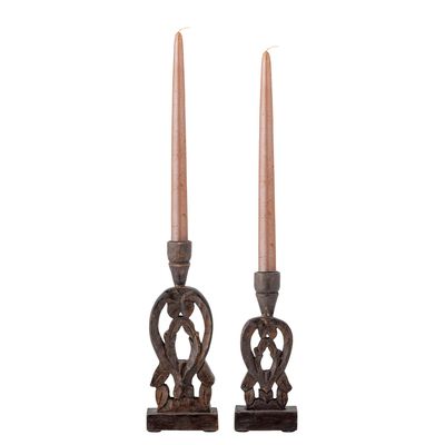 Candlesticks and candle holders - Bernie Candle Holder, Brown, Mango Set of 2 - CREATIVE COLLECTION