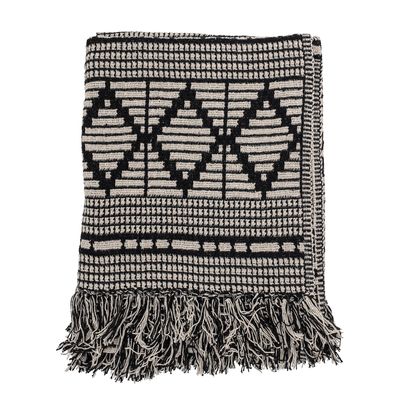 Throw blankets - Gutte Throw, Black, Recycled Cotton  - BLOOMINGVILLE MULTIBRAND HOUSE