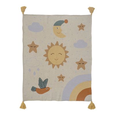Throw blankets - Vigge Throw, Yellow, Cotton OEKO-TEX® - BLOOMINGVILLE MINI