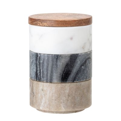 Food storage - Mael Jar w/Lid, White, Marble Set of 3 - CREATIVE COLLECTION