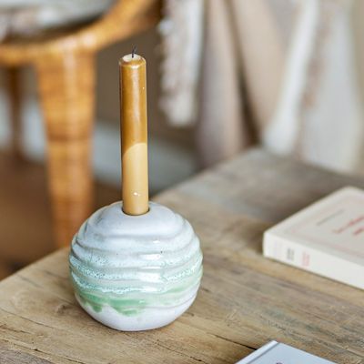 Candlesticks and candle holders - Paula Candle Holder, Green, Stoneware  - BLOOMINGVILLE MULTIBRAND HOUSE