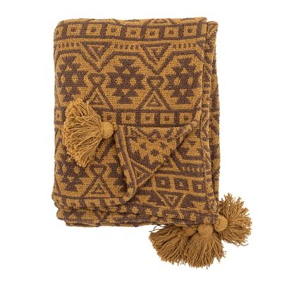 Throw blankets - Lyla Throw, Brown, Recycled Cotton - CREATIVE COLLECTION