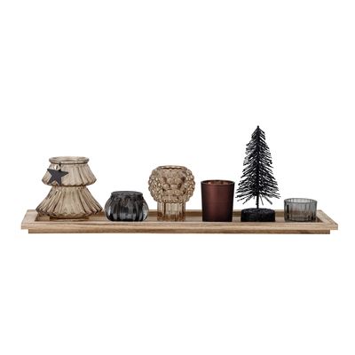 Bougeoirs et photophores - Sanga Plateau avec photophore, Marron, Verre Set of 7 - BLOOMINGVILLE MULTIBRAND HOUSE